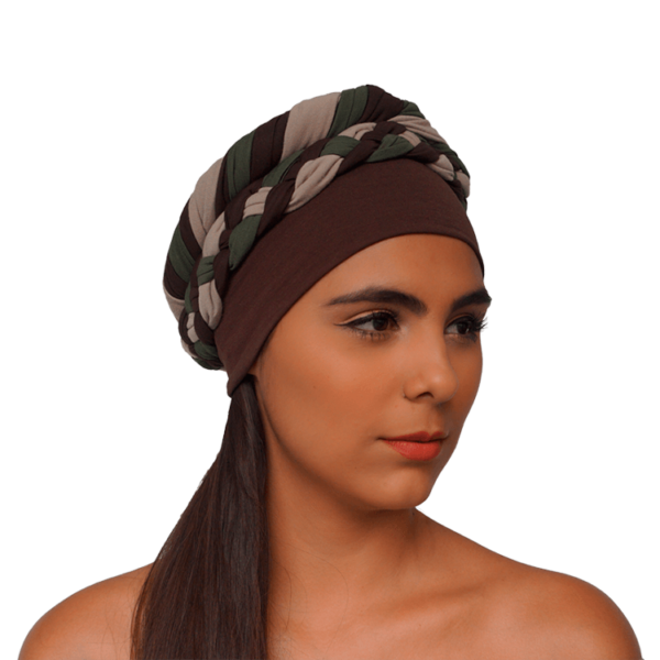 turbante afro verde cafe lado